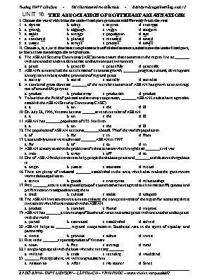 Bài tập Tiếng Anh Khối 12 - Unit 16 The association of Southeast Asian nations